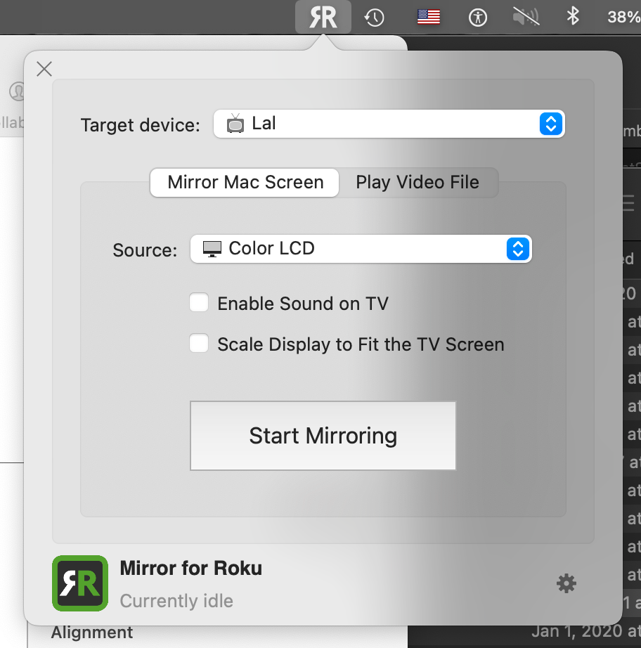 remove mirror for roku from mac